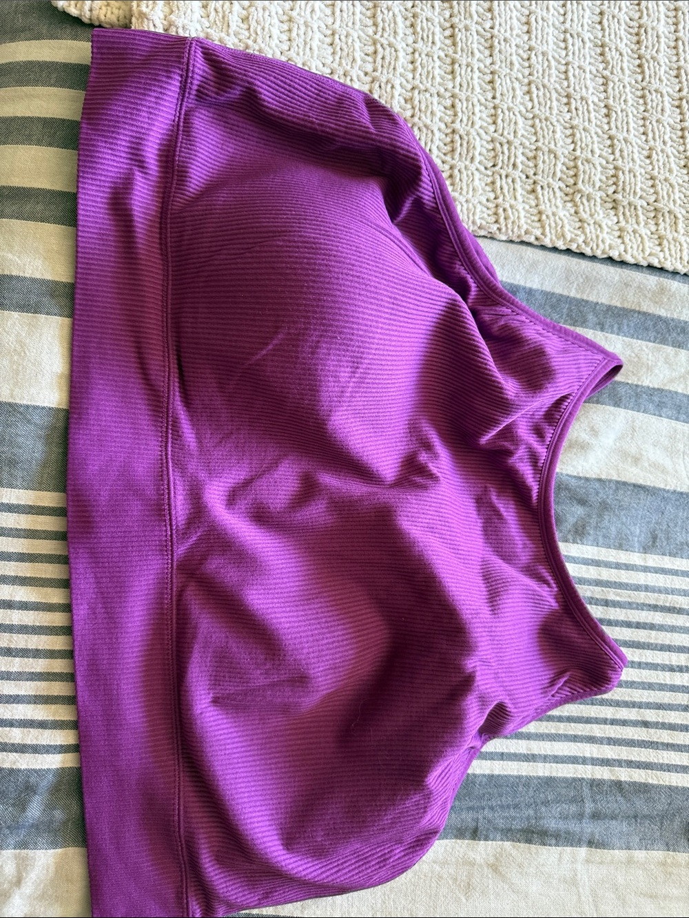 Purple Ribbed Sports Bra Top - Women